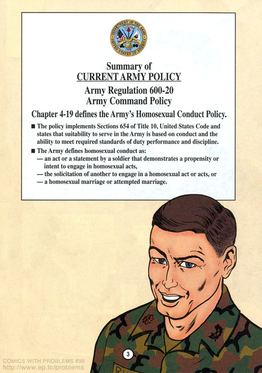 Comics With Problems 38 Dignity And Respect An Army Training Guide On Homosexual Conduct