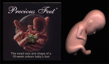 The exact size and shape of a 10-week unborn baby's feet