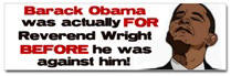 Obama for Wright Sticker (Bumper)