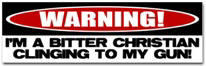 Warning: Christian with Gun Sticker (Bumper)