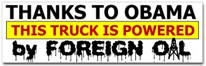 Powered by Foreign Oil Sticker (Bumper)